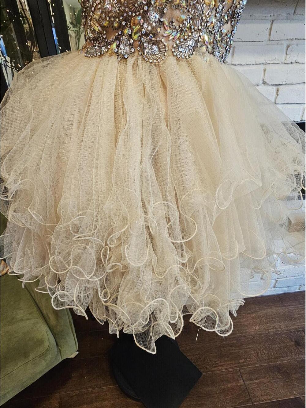 Vintage Let's Fashion Cupcake Dress Champagne Color Small - Picture 4 of 10